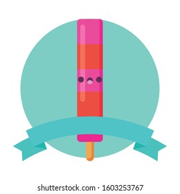 popsicle cartoon design, Kawaii expression cute character funny and emoticon theme Vector illustration