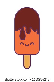 popsicle cartoon design, Kawaii expression cute character funny and emoticon theme Vector illustration