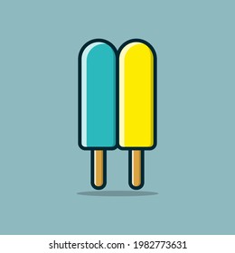 popsicle cartoon vector illustration, yummy summertime icecream 
