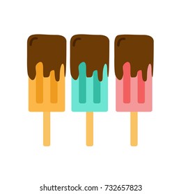 Popsicle with Chocolate Simple Flat Illustration