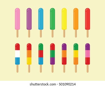 Popsicle Clip Art Tropical Rainbow Flavors 