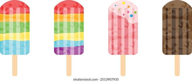 Clipart de paletas. conjunto de diferentes paletas Clipart con arco iris, chocolate y fresa tema. st de Clipart de paletas PNG	