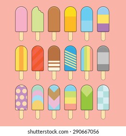 Popsicle collection with variation color, pattern and linear design