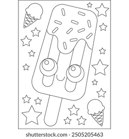 popsicle coloring book page for kids and adults creative coloring mindful relaxation activity