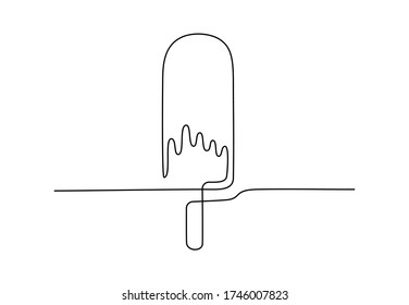 Popsicle continuous line drawing isolated on white background. Vector minimalistic linear illustration of ice cream made of one line. Summer cafe theme