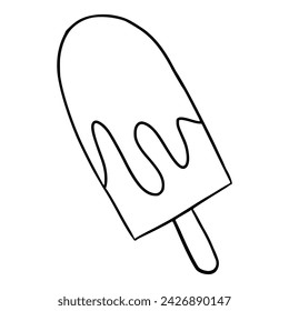 Popsicle con ilustración de crema Contorno Sketch dibujado a mano vector	