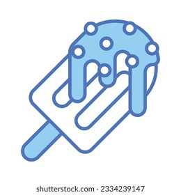 Popsicle with dripping chocolate, vector of chocolate ice cream in trendy style