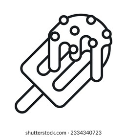 Popsicle with dripping chocolate, vector of chocolate ice cream in trendy style