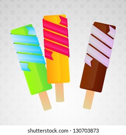 Popsicle  eps10 vector illustration ice-cream covered with tape ribbon, set of three
