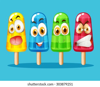 Popsicle con ilustración de expresión facial