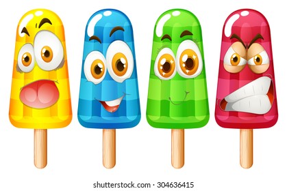 Popsicle with facial expression illustration