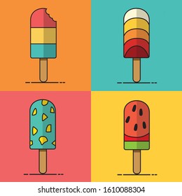 Popsicle Flat Design Illustration Template