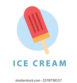 popsicle flat logo. ice cream logo with a simple and minimalist colorful design with a blue circle behind it. suitable for company logos