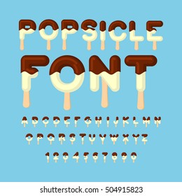 Popsicle Font. Ice Cream ABC. Cold Sweets Alphabet. Food Typography. Edible Letters. Dessert Lettering
