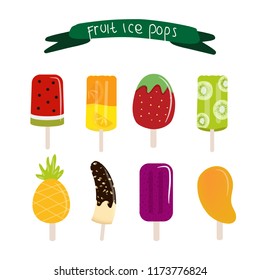 popsicle fruits ice pops set