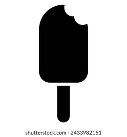 Popsicle glyph icon. Ice Cream on a stick. Black silhouette. Dessert and Sweet Food Flat Design icon concept. Vector Illustration.