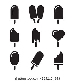 Ícones de Glifo de Picolé para Tratamentos de Verão Congelados
