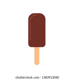 Popsicle ice cream chocolate coated icon. Vector flat illustration isolated on white background