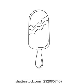 Popsicle ice cream in chocolate glaze, outline icon