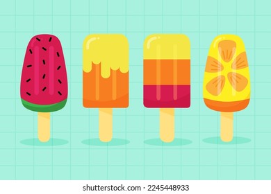 Popsicle ice cream element collections flat illustration simple and elegant vector design