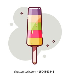 Popsicle ice cream. Flat cartoon style. Isolated fast food icon for poster, web design, banner, logo or badge. Colorful vector illustration.