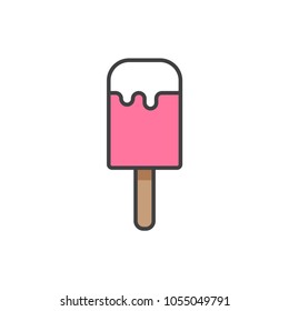 Icono coloreado de línea plana de helado de pafilia.