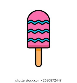Creme de gelo de picolé congelado Linha de Sobremesa ícone alimento Verão Doce Tratar Contorno Plano Vetor Editável Fácil de Editar Símbolo