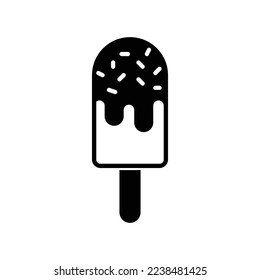 Popsicle ice cream icon for summer food in black solid style