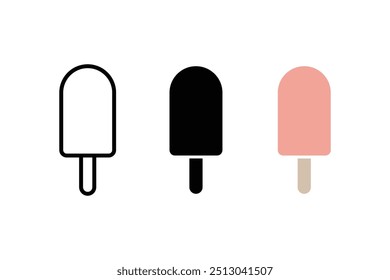 Símbolo de icono de helado de paleta. Helado con Vector en barra. Conjunto de iconos de postre de poli de hielo.