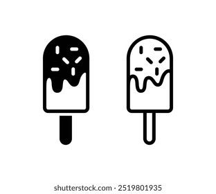 Símbolo de icono de helado de paleta. Icono de helado. Icono de poli de hielo. Icono de Vector plano y de línea simple de paleta.