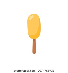 Popsicle or ice cream on stick in flat style - vector illustration isolated on white background. Summer sweet dessert element for sticker or cafe menu design.