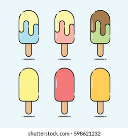 Popsicle ice cream with outline and cartoon style