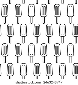 Popsicle ice cream outline shape, seamless vector pattern on transparent background, textile print, wallpaper, packaging.