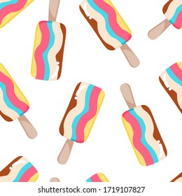 Popsicle ice cream pattern. Abstract summer seamless pattern with ice cream.