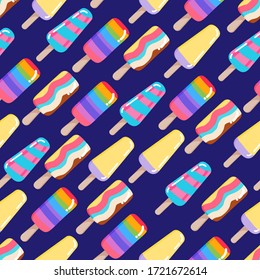 Popsicle ice cream pattern. Abstract summer seamless pattern with ice cream.