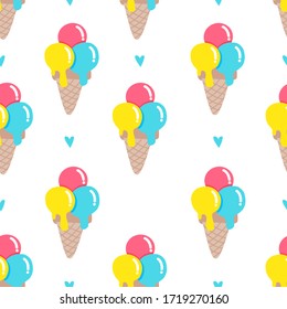 Popsicle ice cream pattern. Seamless sweet pattern with popsicles in cartoon style.