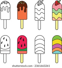 Popsicle Ice Cream Set With Colors and Without Color You Can Also Customize your own Popsicle