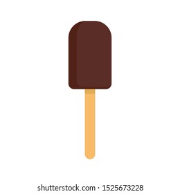 Popsicle ice cream sweet dessert summer vector food illustration. Cold delicious colorful design candy isolated icon. Chocolate snack with stick flavor. Fresh vanilla flat brown element