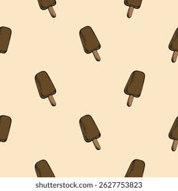 Popsicle ice cream. Sweets. Vector seamless pattern. Endless background for wrapping paper, print, textile