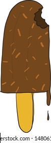 Popsicle Ice Cream Vector Illustration Chocolate Flavor Brown WIth Sprinkles