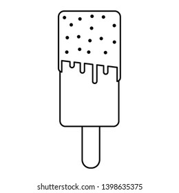 Popsicle ice dessert cartoon in black and white