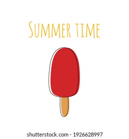 Popsicle ice hand drawn vector illustration design with summer time text. Design for postcard, web, banner, poster, social media