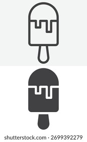 Picolé gelo lolly em linha, contorno e sólido conjunto de ícone de estilo diferente. Sinal e símbolo editável de vetor de traço para sobremesa de verão, café e UI usa. Limpe a aparência geométrica. Ícone.