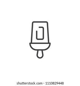 Popsicle ice outline icon. linear style sign for mobile concept and web design. Ice cream on stick simple line vector icon. Symbol, logo illustration. Pixel perfect vector graphics