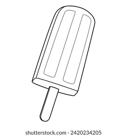 Popsicle Ice Vector Cartoon Illustration BW