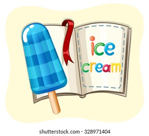 Popsicle icecream and a book illustration