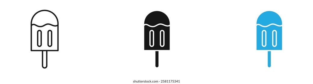 Popsicle icon black white vector outline