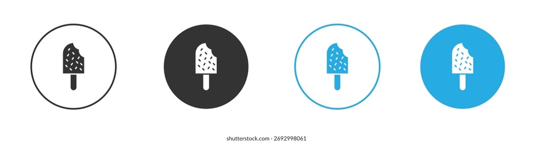 Ícone de picolé em vetor plano editável em preto e branco