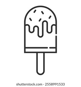 Popsicle icon, Fast food symbol outline icon, editable vector illustration and transparent graphic element. Isolated on white background