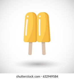 Popsicle icon, Flat design of double ice cream with round shadow, vector illustration